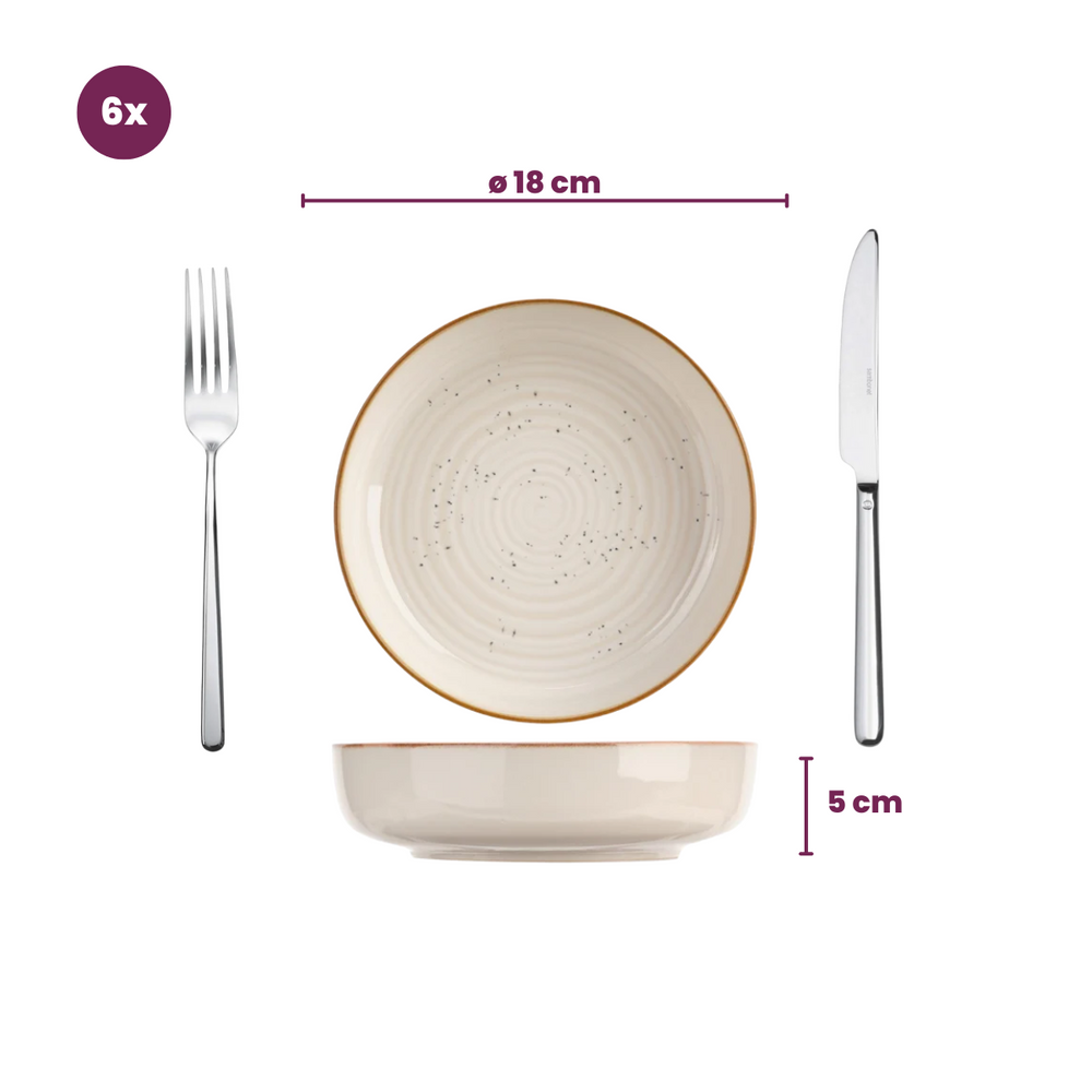 Cosy & Trendy Diepe Borden / Pastaborden Baltic Vanilla ø 18 cm - 6 stuks