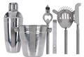 Cookinglife Barset RVS 6-Delig - Cocktailshaker, Ijsemmer, Zeef, Flesopener, Tang en Mes