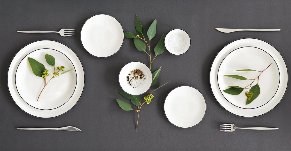 ASA Selection Serviesset A Table Ligne Noire 18-delig / 6 personen - 6 dinerborden, 6 ontbijtborden en 6 pasta-/soepborden