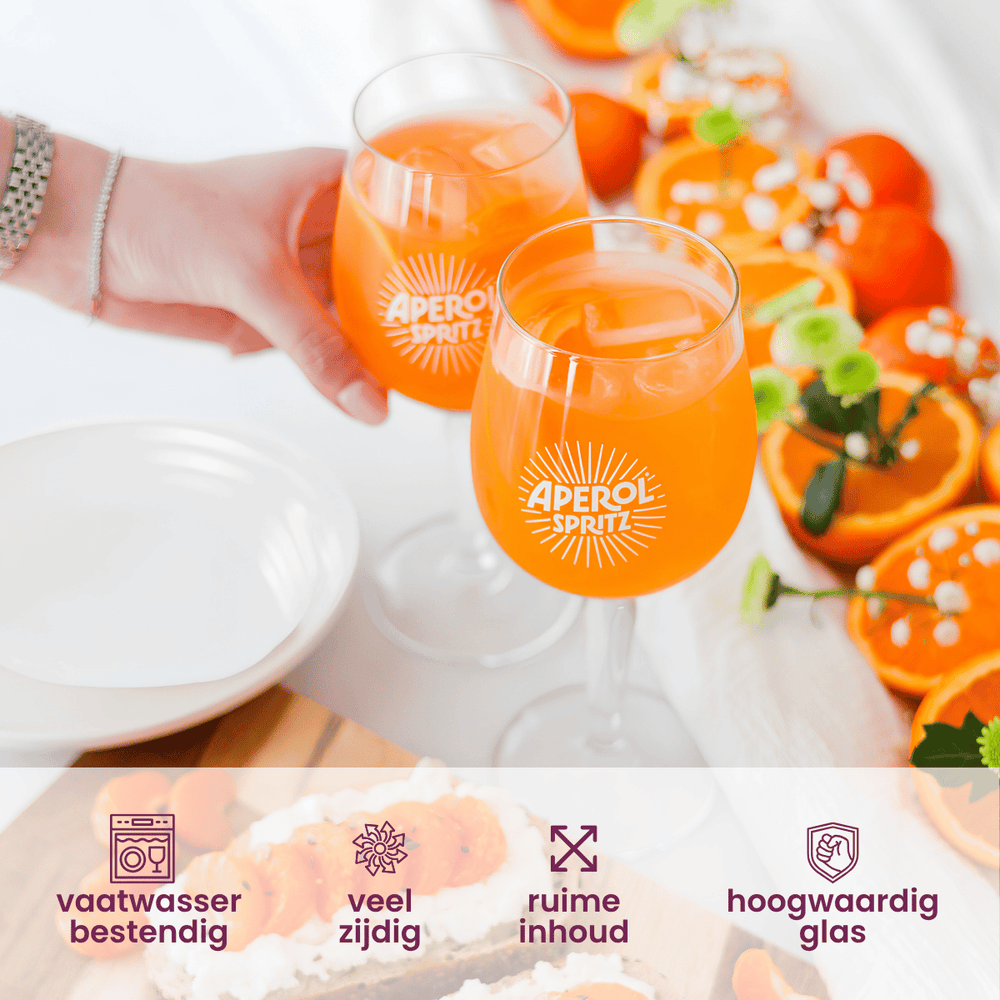 Aperol Spritz Glazen - 450 ml - Officieel Glas - 6 stuks