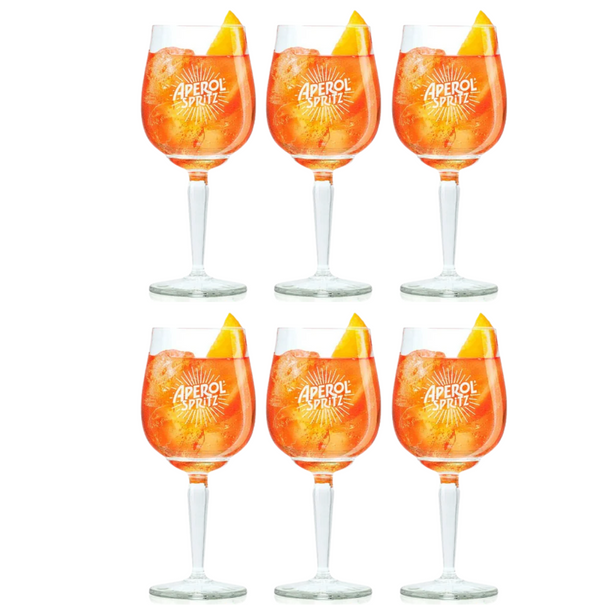 Aperol Spritz Glazen - 450 ml - Officieel Glas - 6 stuks