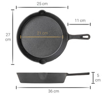 Blackwell Pannenset Gietijzer 2-Delig Koekenpan ø 25 cm & Grillpan 23 x 23 cm - geschikt voor alle warmtebronnen - zonder anti-aanbaklaag