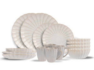 Cosy & Trendy Serviesset Astera Pure 16-delig / 4 personen - 4 dinerborden, 4 ontbijtborden, 4 kommen en 4 mokken