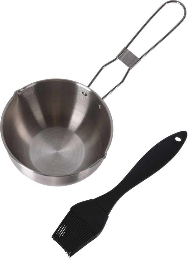 Cookinglife BBQ Sauspannetje Fire & Flavour RVS ø 11.5 cm - Inclusief zwarte silicone kwast