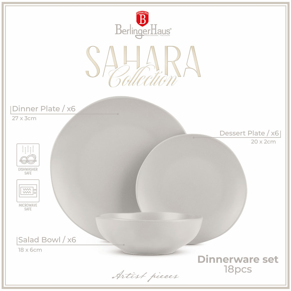 Berlinger Haus Serviesset Mat Crème Rond - 18-Delig / 6 Personen - 6 dinerborden, 6 ontbijtborden en 6 diepe borden