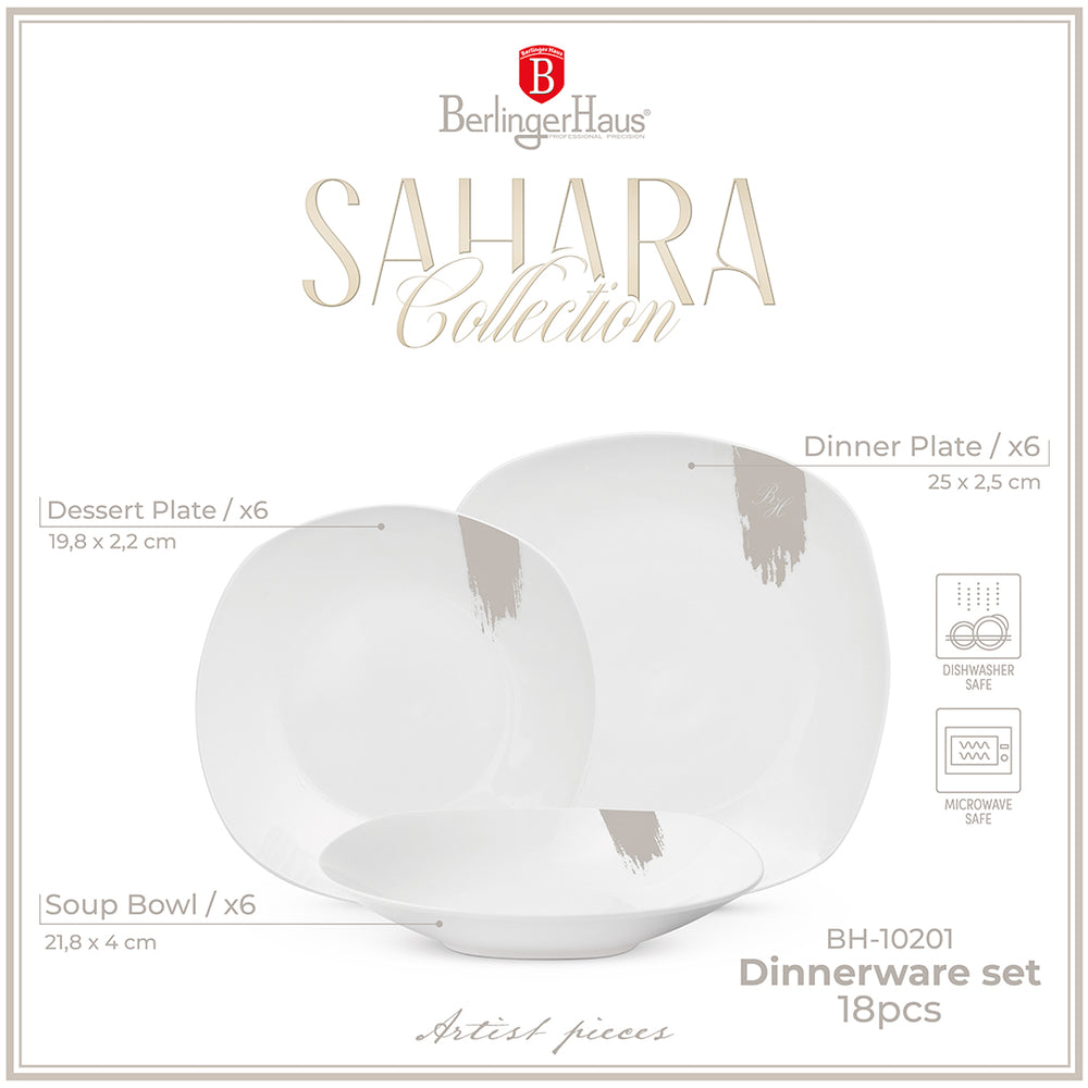 Berlinger Haus Serviesset Wit Crème - 18-Delig / 6 Personen - 6 dinerborden, 6 ontbijtborden en 6 diepe borden