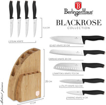 Berlinger Haus Messenblok Zwart Roségoud 10-delig - Koksmes, Broodmes, Santokumes, Officemes, Schilmes & 4 Steakmessen
