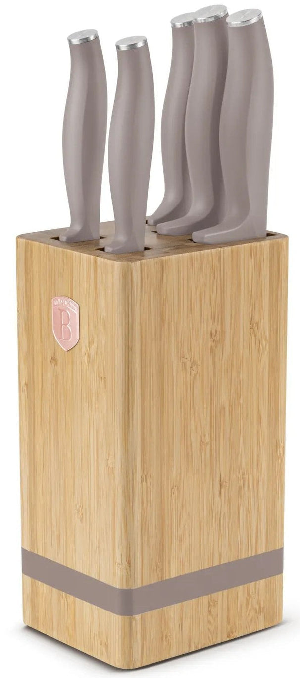 Berlinger Haus Messenblok Taupe 6-delig - Koksmes, Broodmes, Santokumes, Officemes & Schilmes