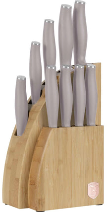 Berlinger Haus Messenblok Taupe 10-delig - Koksmes, Broodmes, Santokumes, Officemes, Schilmes & 4 Steakmessen
