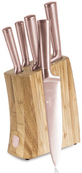 Berlinger Haus Messenblok Rosègoud 6-delig - Koksmes, Broodmes, Santokumes, Officemes & Schilmes