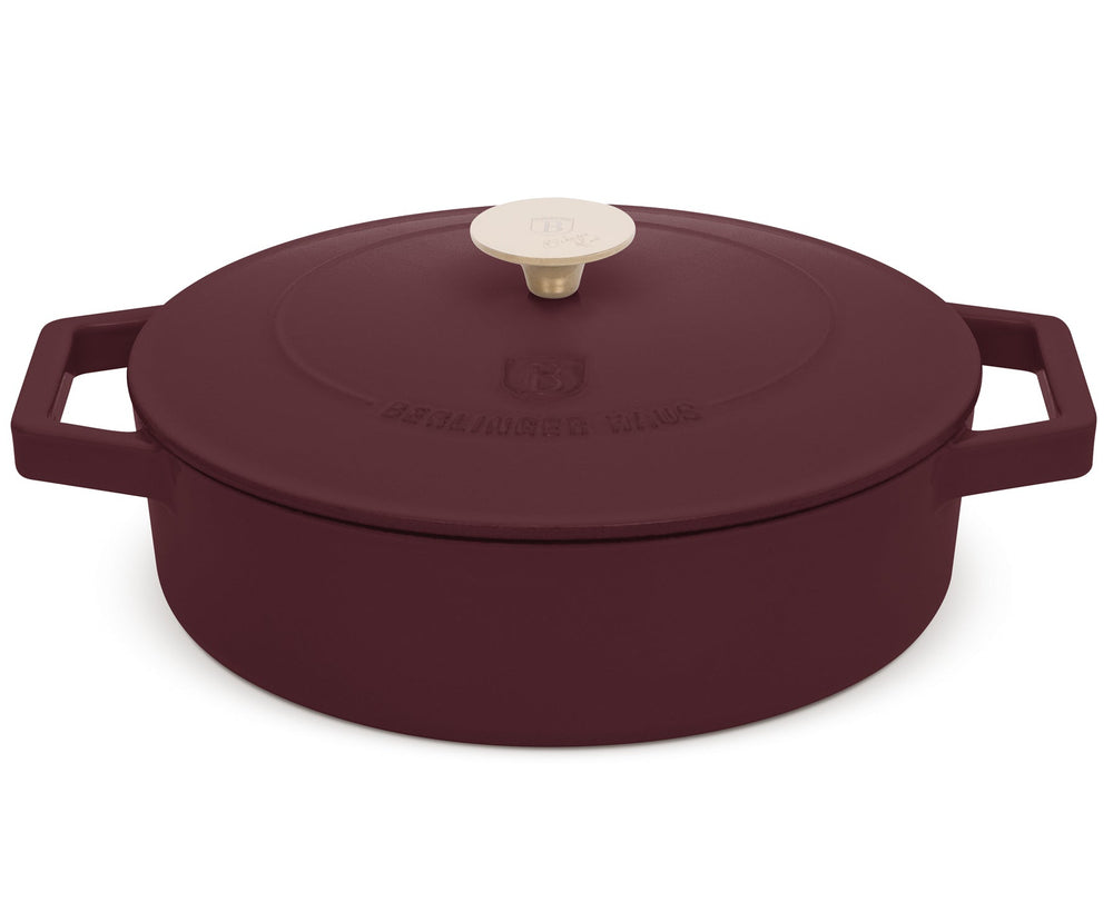Berlinger Haus Hapjespan / Sauteerpan Mat Bordeaux - Gietijzer - ø 26 cm - geschikt voor alle warmtebronnen - geëmailleerde anti-aanbaklaag