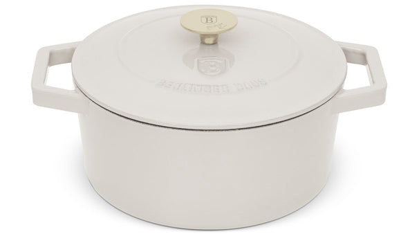 Berlinger Haus Braadpan Mat Crème - Gietijzer - ø 24 cm - geschikt voor alle warmtebronnen - geëmailleerde anti-aanbaklaag