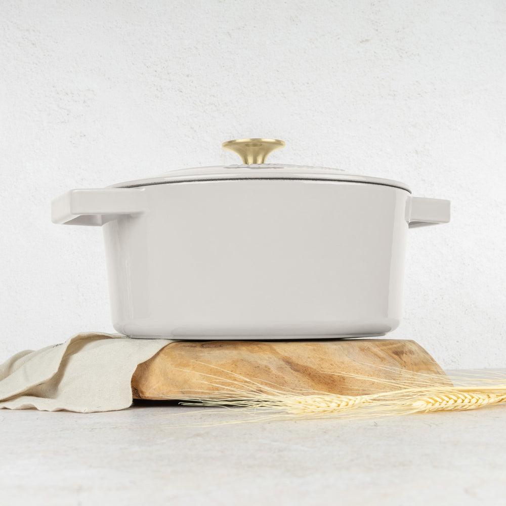 Berlinger Haus Braadpan Mat Crème - Gietijzer - ø 24 cm - geschikt voor alle warmtebronnen - geëmailleerde anti-aanbaklaag