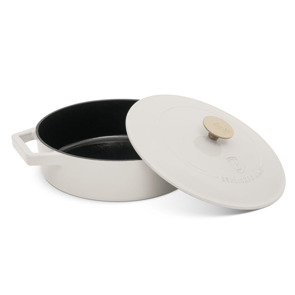 Berlinger Haus Hapjespan / Sauteerpan Mat Crème - Gietijzer - ø 26 cm - geschikt voor alle warmtebronnen - geëmailleerde anti-aanbaklaag