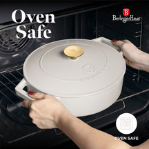 Berlinger Haus Hapjespan / Sauteerpan Mat Crème - Gietijzer - ø 26 cm - geschikt voor alle warmtebronnen - geëmailleerde anti-aanbaklaag