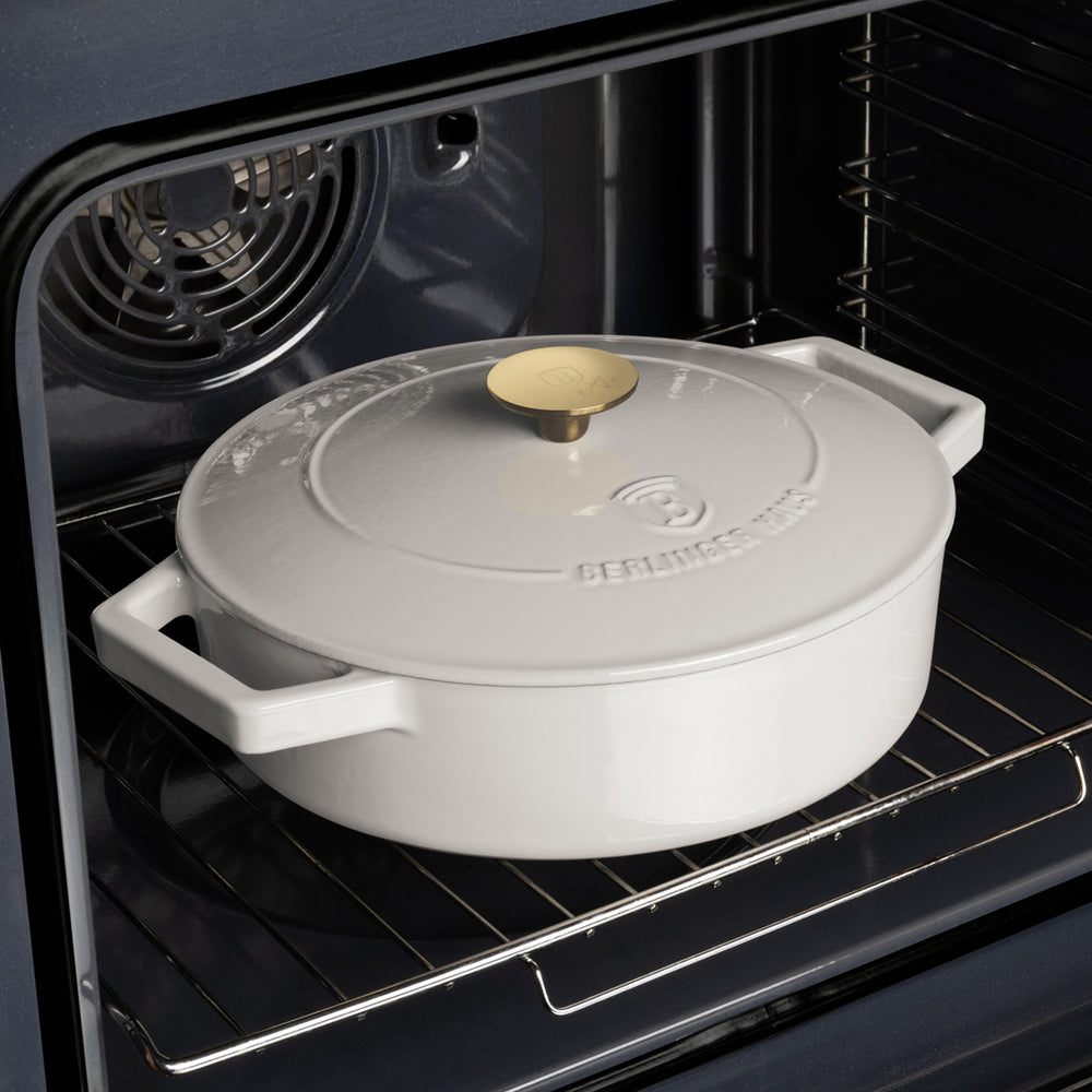 Berlinger Haus Hapjespan / Sauteerpan Mat Crème - Gietijzer - ø 26 cm - geschikt voor alle warmtebronnen - geëmailleerde anti-aanbaklaag
