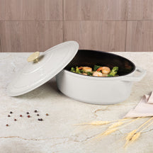 Berlinger Haus Braadpan Mat Crème Ovaal - Gietijzer - 30 x 22 cm - geschikt voor alle warmtebronnen - geëmailleerde anti-aanbaklaag