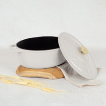 Berlinger Haus Braadpan Mat Crème Ovaal - Gietijzer - 30 x 22 cm - geschikt voor alle warmtebronnen - geëmailleerde anti-aanbaklaag
