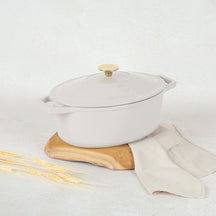 Berlinger Haus Braadpan Mat Crème Ovaal - Gietijzer - 30 x 22 cm - geschikt voor alle warmtebronnen - geëmailleerde anti-aanbaklaag