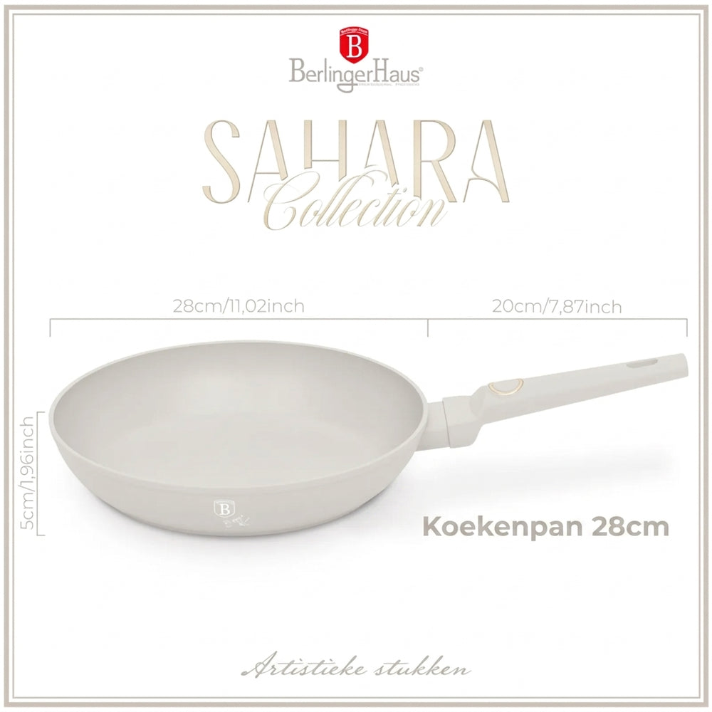 Berlinger Haus Koekenpan Mat Crème ø 28 cm - geschikt voor alle warmtebronnen - standaard anti-aanbaklaag