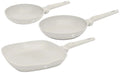 Berlinger Haus Koekenpannenset Mat Crème 3-Delig - Koekenpan ø 20 & 24 cm, Grillpan 28 cm - Geschikt voor alle warmtebronnen