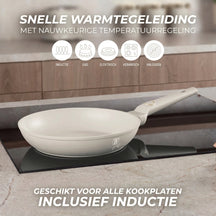 Berlinger Haus Koekenpannenset Mat Crème 3-Delig - Koekenpan ø 20 & 24 cm, Grillpan 28 cm - Geschikt voor alle warmtebronnen