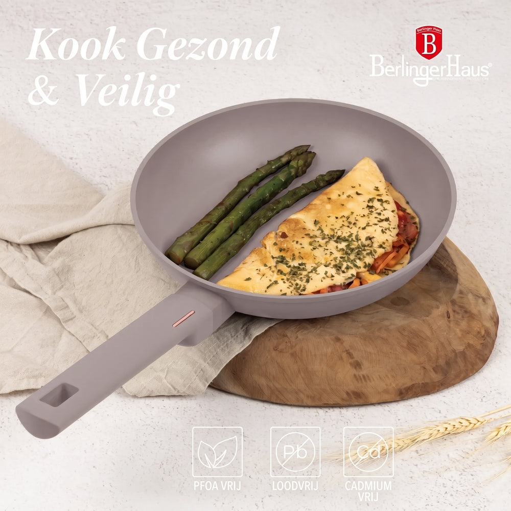 Berlinger Haus Koekenpan Taupe ø 24 cm - geschikt voor alle warmtebronnen - standaard anti-aanbaklaag