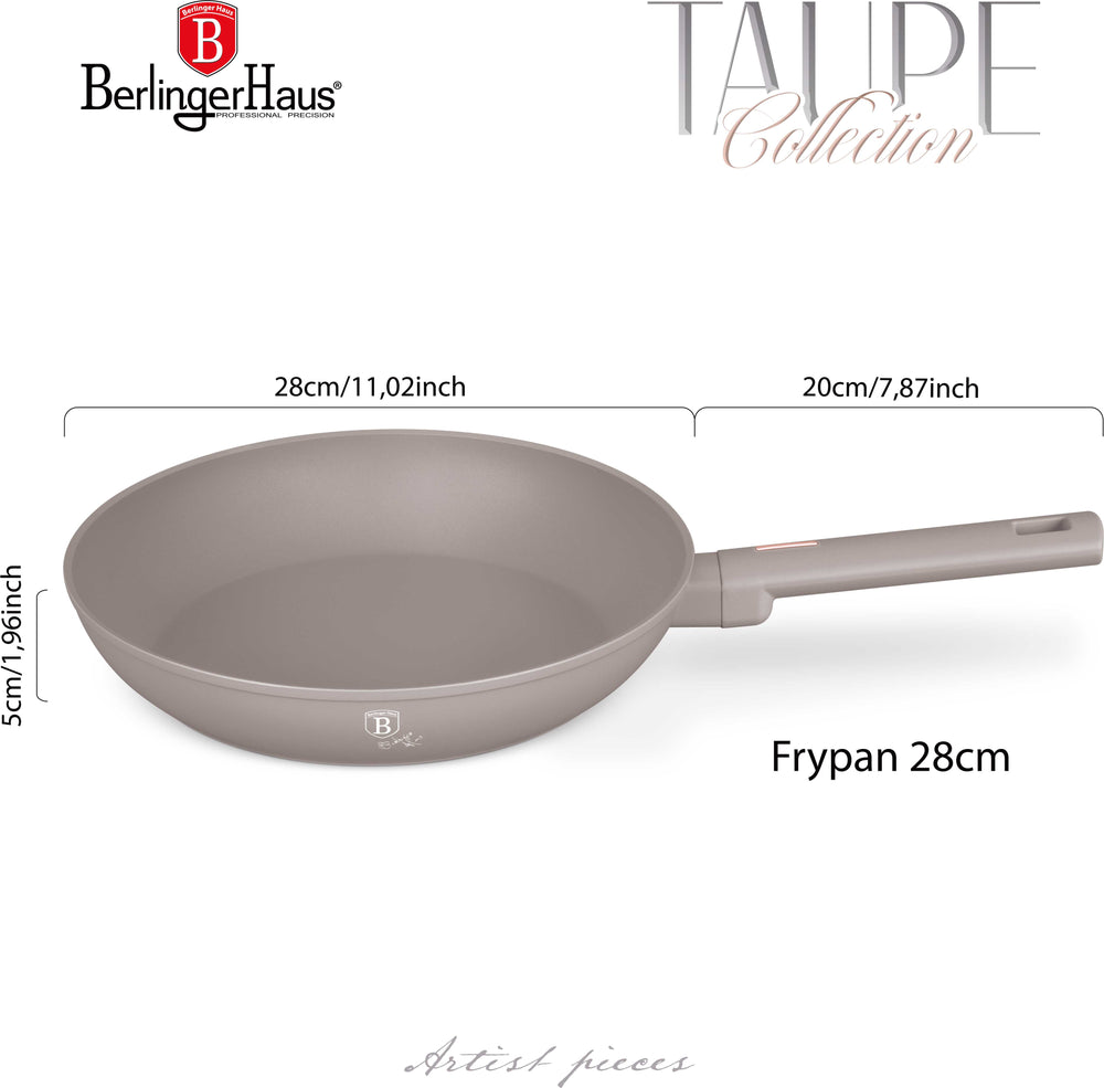 Berlinger Haus Koekenpan Taupe ø 28 cm - geschikt voor alle warmtebronnen - standaard anti-aanbaklaag