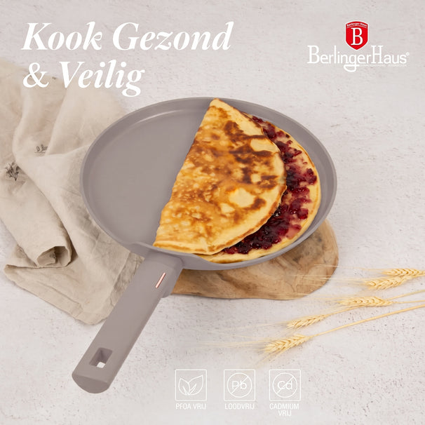 Berlinger Haus Pannenkoekenpan Taupe ø 28 cm  - geschikt voor alle warmtebronnen - standaard anti-aanbaklaag