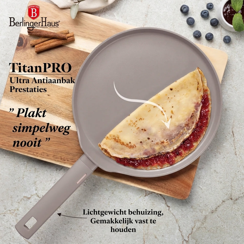 Berlinger Haus Pannenkoekenpan Taupe ø 28 cm  - geschikt voor alle warmtebronnen - standaard anti-aanbaklaag
