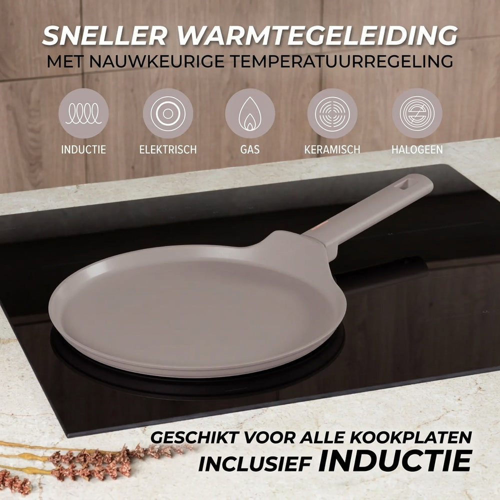 Berlinger Haus Pannenkoekenpan Taupe ø 28 cm  - geschikt voor alle warmtebronnen - standaard anti-aanbaklaag