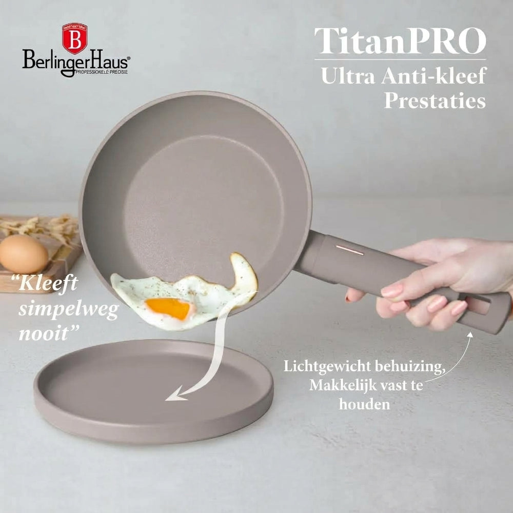 Berlinger Haus Pannenset Taupe 7-Delig - Kookpan ø 20, 24, 28 cm & Koekenpan ø 20, 24 cm - geschikt voor alle warmtebronnen