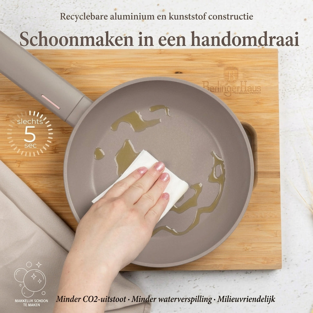 Berlinger Haus Koekenpan Taupe ø 24 cm - geschikt voor alle warmtebronnen - standaard anti-aanbaklaag