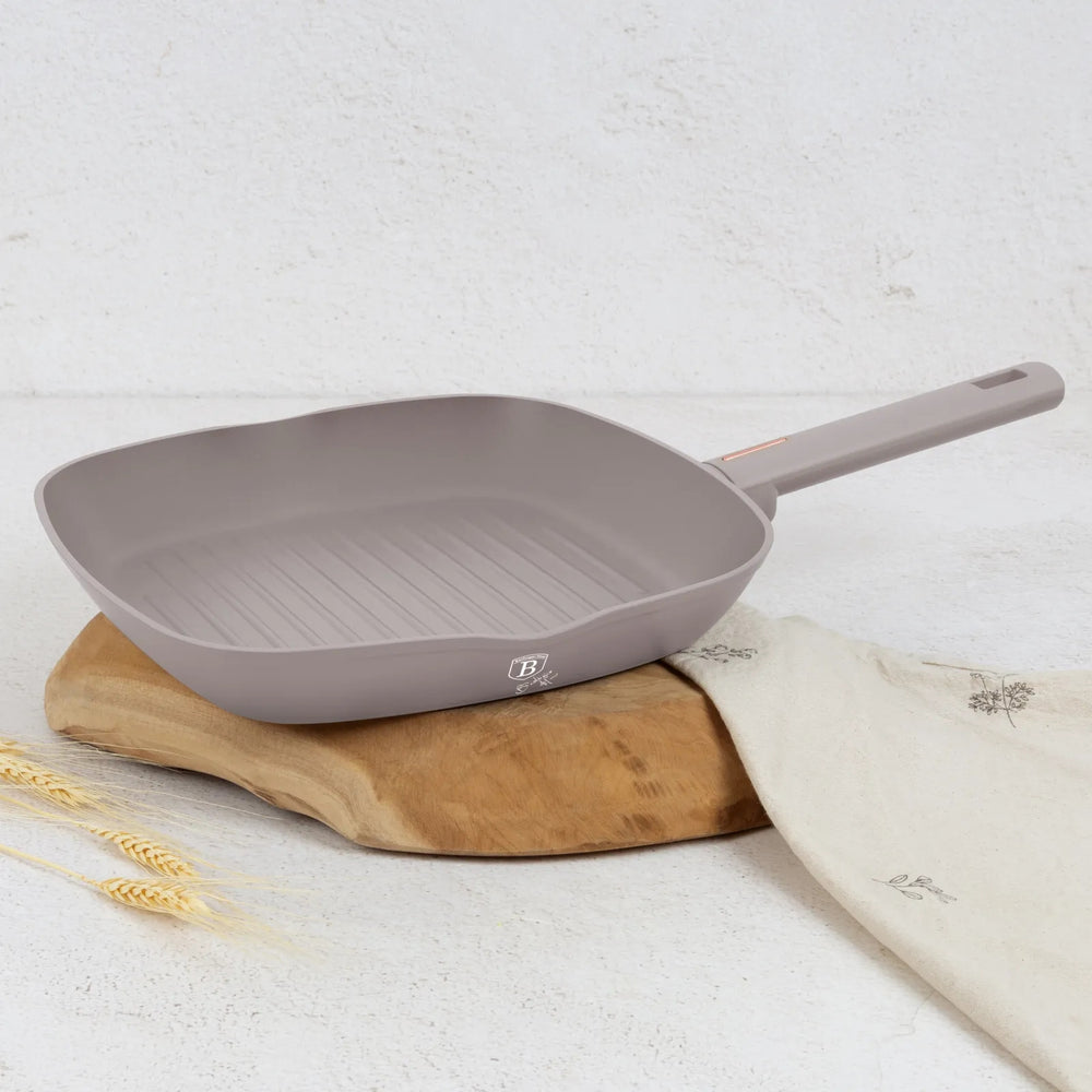 Berlinger Haus Grillpan Taupe 28 x 28 cm - geschikt voor alle warmtebronnen - standaard anti-aanbaklaag