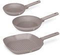 Berlinger Haus Koekenpannenset Taupe 3-Delig - Koekenpan ø 20 & 24 cm, Grillpan 28 cm - Geschikt voor alle warmtebronnen