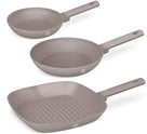 Berlinger Haus Koekenpannenset Taupe 3-Delig - Koekenpan ø 20 & 24 cm, Grillpan 28 cm - Geschikt voor alle warmtebronnen