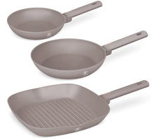 Berlinger Haus Koekenpannenset Taupe 3-Delig - Koekenpan ø 20 & 24 cm, Grillpan 28 cm - Geschikt voor alle warmtebronnen