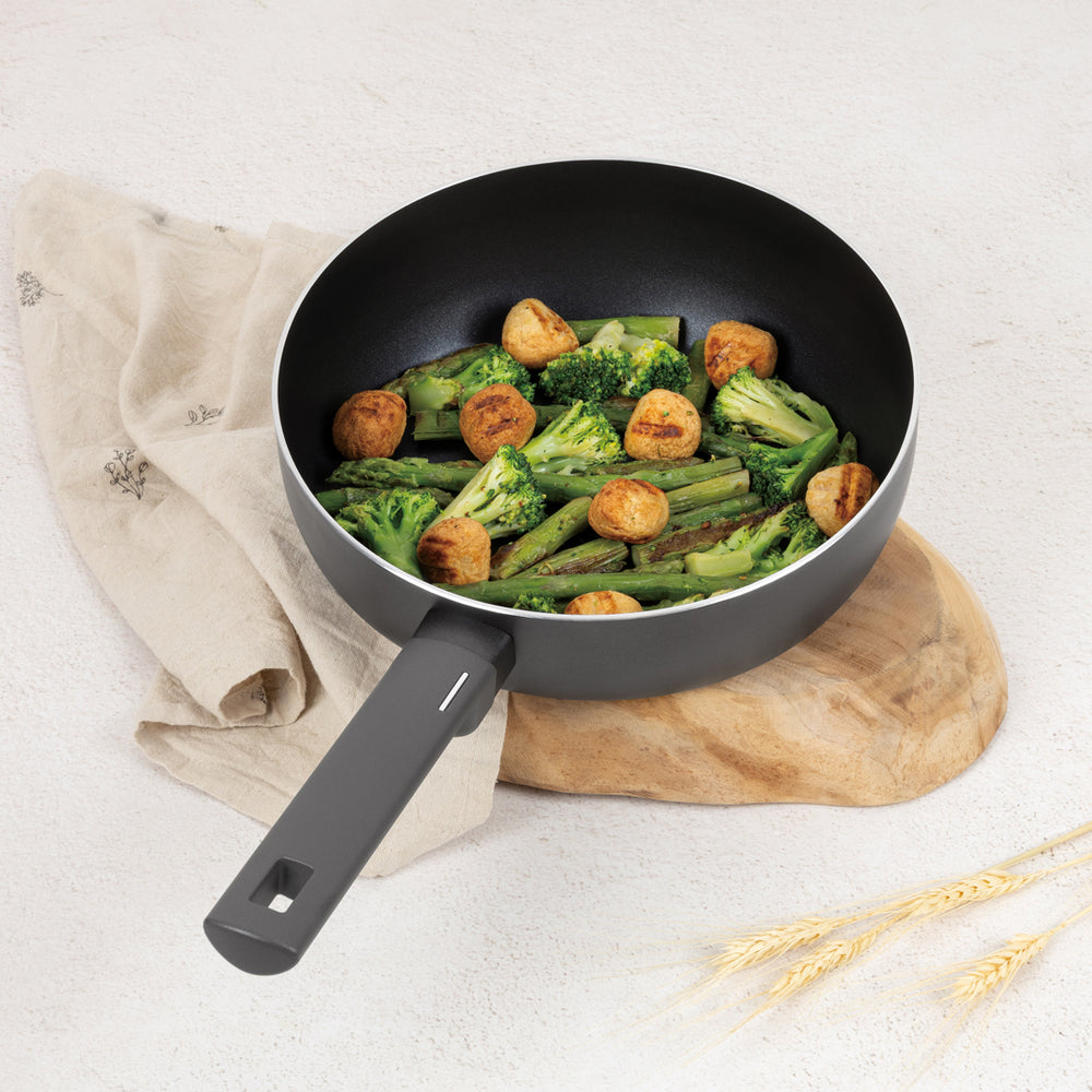 Berlinger Haus Wokpan Mat Antraciet ø 26 cm - geschikt voor alle warmtebronnen - standaard anti-aanbaklaag