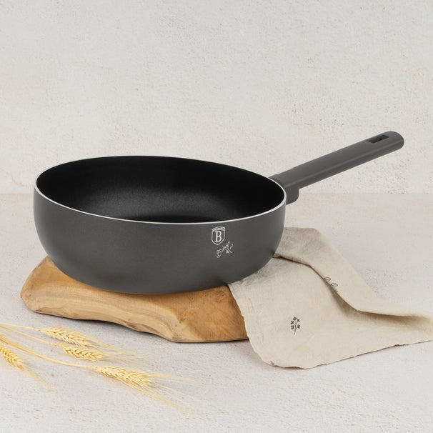 BerlingerHaus Wokpan Mat Antraciet ø 26 cm - geschikt voor alle warmtebronnen - standaard anti-aanbaklaag