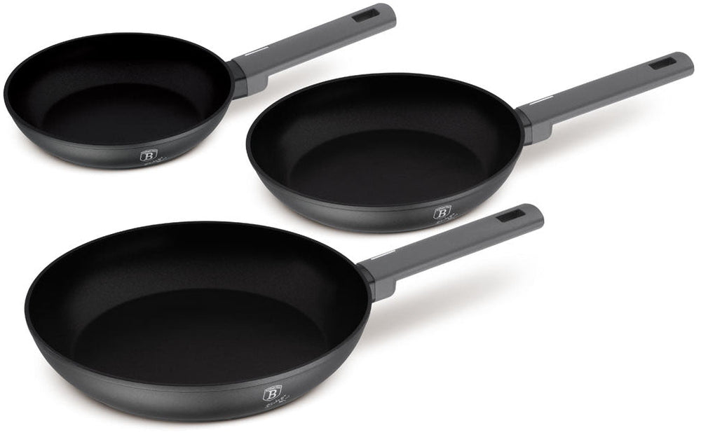 BerlingerHaus Koekenpannenset Mat Antraciet 3-Delig - ø 20, 24 & 28 cm - geschikt voor alle warmtebronnen - standaard anti-aanbaklaag