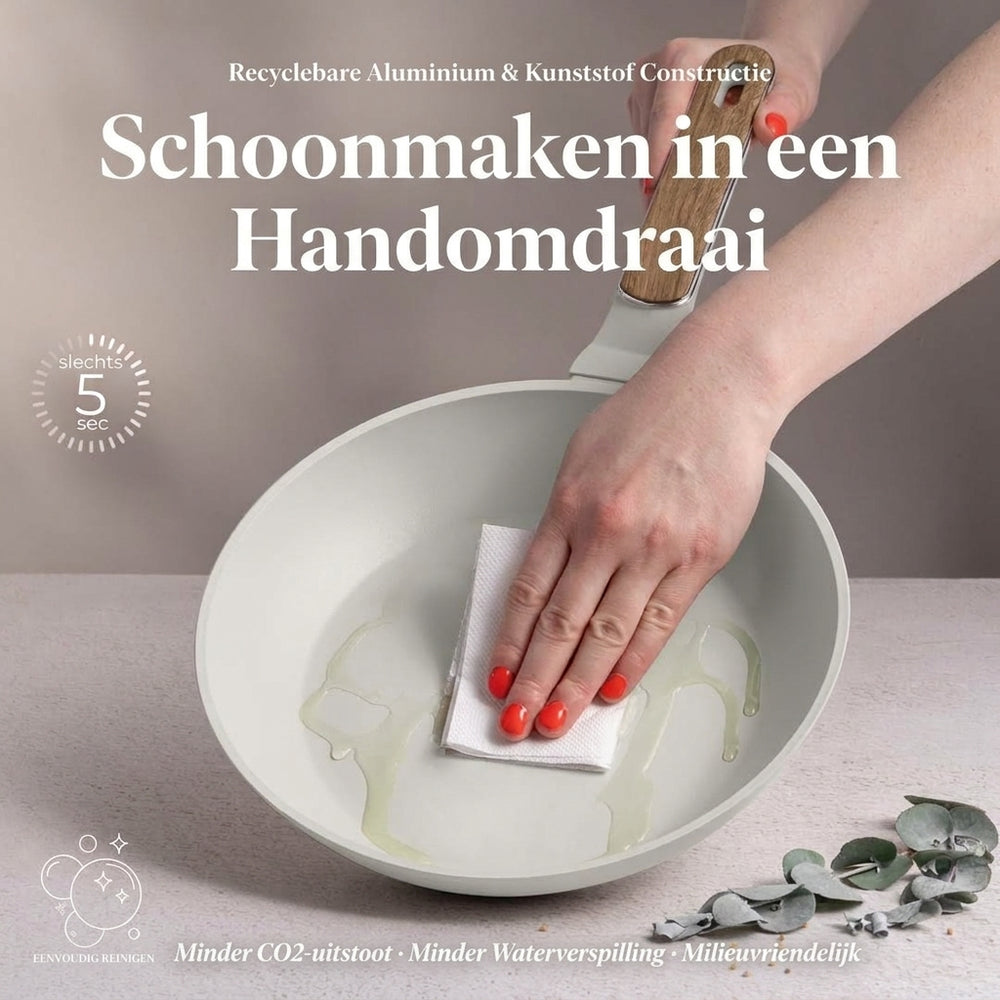 Berlinger Haus Koekenpannenset Nordic Mat Crème 3-Delig - ø 20, 24 & 28 cm - geschikt voor alle warmtebronnen - standaard anti-aanbaklaag