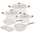 Berlinger Haus Pannenset Nordic Mat Crème 7-Delig - Kookpan ø 20, 24, 28 cm & Koekenpan ø 20, 24 cm - geschikt voor alle warmtebronnen