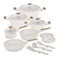 Berlinger Haus Pannenset Nordic Mat Crème 11-Delig - Kookpan ø 20, 24, 28 cm, Koekenpan ø 24, 28 cm & Steelpan ø 16 cm - geschikt voor alle warmtebronnen