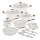 Berlinger Haus Pannenset Nordic Mat Crème 11-Delig - Kookpan ø 20, 24, 28 cm, Koekenpan ø 24, 28 cm & Steelpan ø 16 cm - geschikt voor alle warmtebronnen