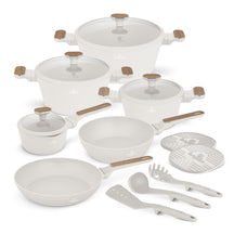 Berlinger Haus Pannenset Nordic Mat Crème 11-Delig - Kookpan ø 20, 24, 28 cm, Koekenpan ø 24, 28 cm & Steelpan ø 16 cm - geschikt voor alle warmtebronnen
