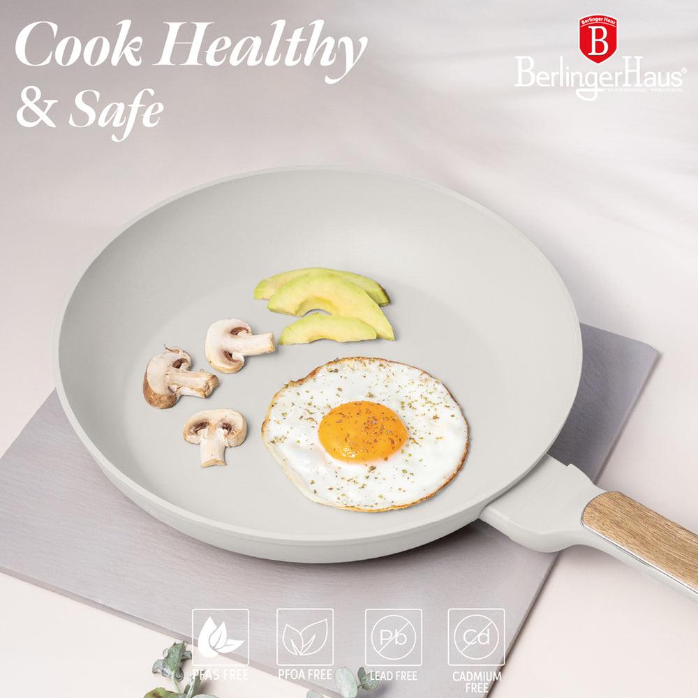 Berlinger Haus Pannenset Nordic Mat Crème 11-Delig - Kookpan ø 20, 24, 28 cm, Koekenpan ø 24, 28 cm & Steelpan ø 16 cm - geschikt voor alle warmtebronnen