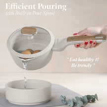 Berlinger Haus Pannenset Nordic Mat Crème 11-Delig - Kookpan ø 20, 24, 28 cm, Koekenpan ø 24, 28 cm & Steelpan ø 16 cm - geschikt voor alle warmtebronnen