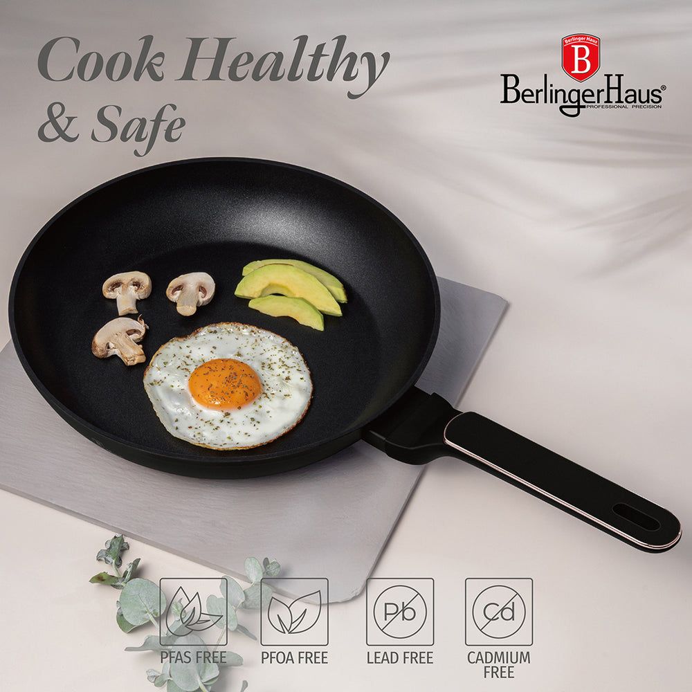 Berlinger Haus Koekenpan Zwart Rosègoud ø 28 cm - geschikt voor alle warmtebronnen - standaard anti-aanbaklaag