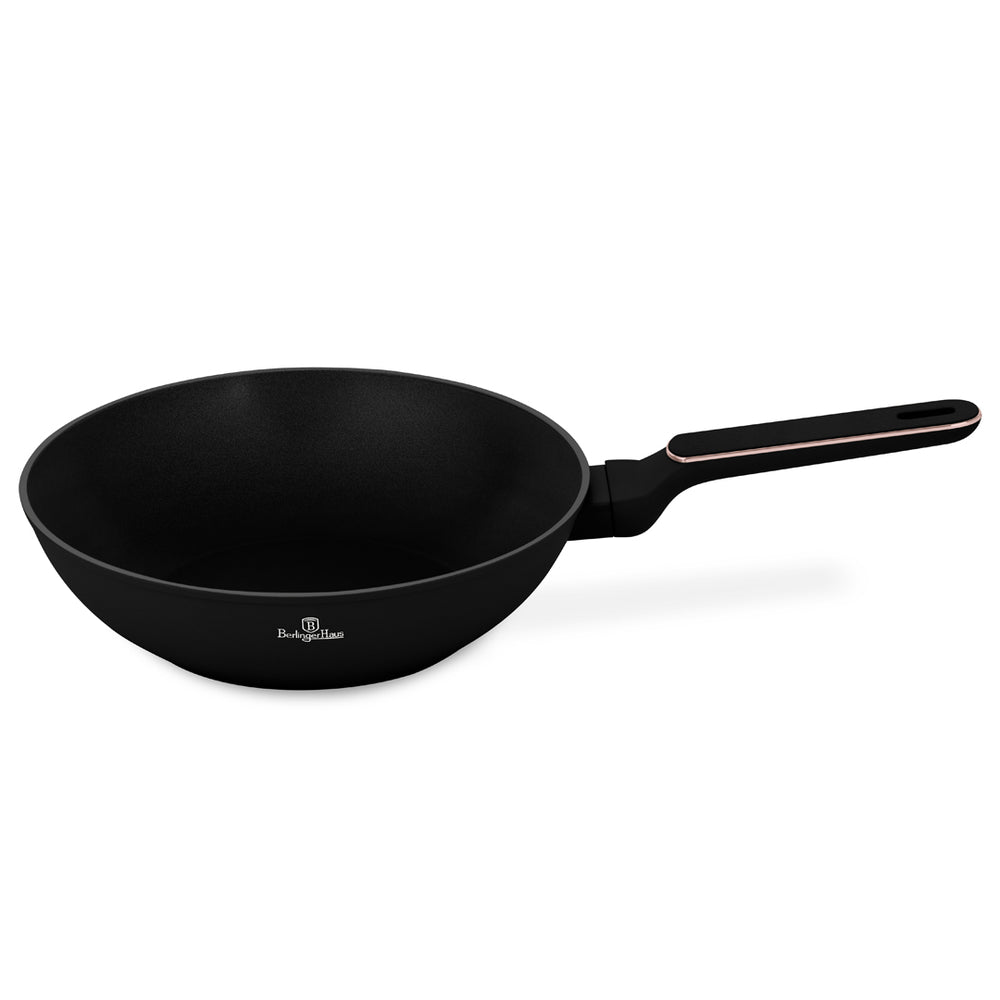 Berlinger Haus Wokpan Zwart Roségoud ø 28 cm - geschikt voor alle warmtebronnen - standaard anti-aanbaklaag