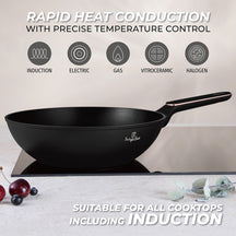 Berlinger Haus Wokpan Zwart Roségoud ø 28 cm - geschikt voor alle warmtebronnen - standaard anti-aanbaklaag